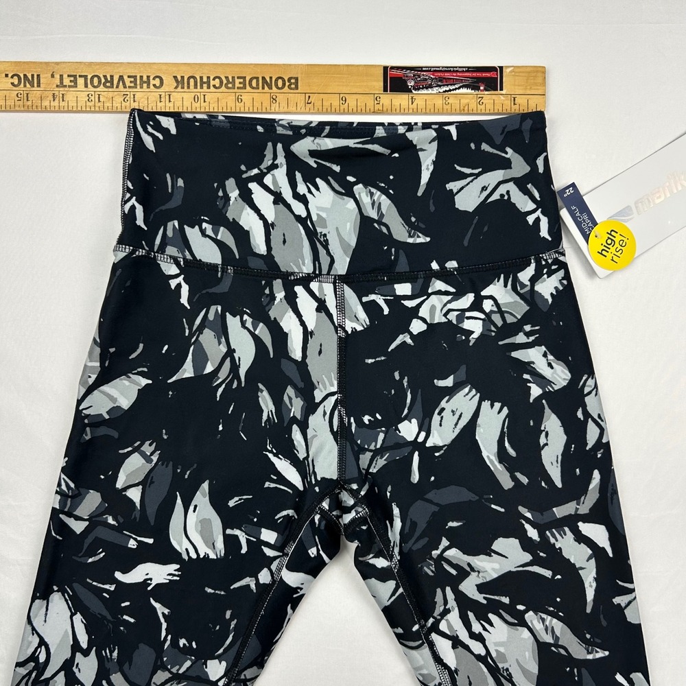 Marika Womens High Rise Mid-Calf Capri Leggings Black Grey Abstract KLC1033T S - Picture 6 of 9